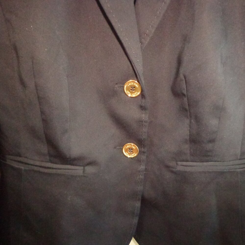 NWT Calvin Klein Lined Blazer 8 Dk Navy Button Closure Notched Lapel Faux Pocket - Picture 6 of 16